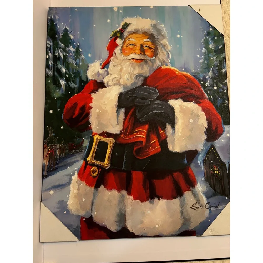 Susan Comish Santa Claus Christmas Canvas Wall Art Holiday Decor 28x20